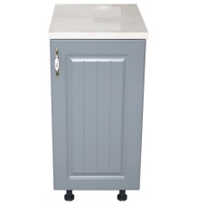 Corp inferior cu 1 Usa Zebra, Alb/MDF Gri, si blat Travertin 40 x 85 x 60